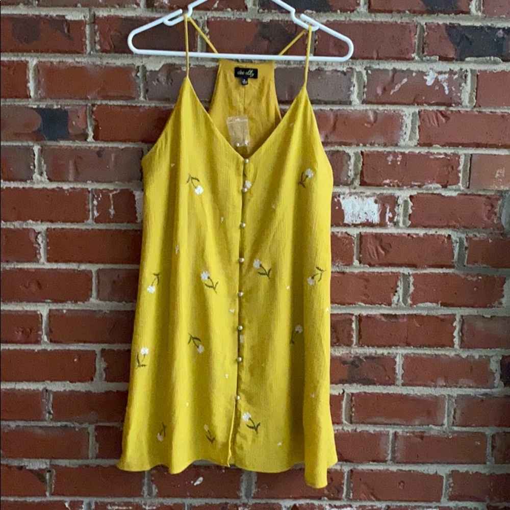 Dee Elly Mustard yellow sun dress.
